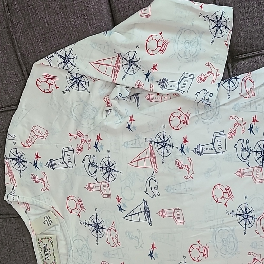 Vintage Tantrums Nautical 3/4 sleeve top size XL Lighthouses red white blue‎ - Picture 4 of 8